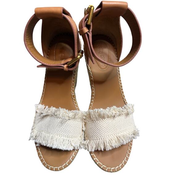 See by Chloé Glyn Espadrille Wedge Sandals Brown Tan Fringe Festival Boho 36/5.5 - Picture 3 of 9